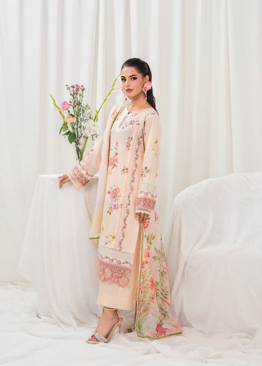 Meerak Breaking Bloom Digital Printed Lawn Unstitched 3Pcs