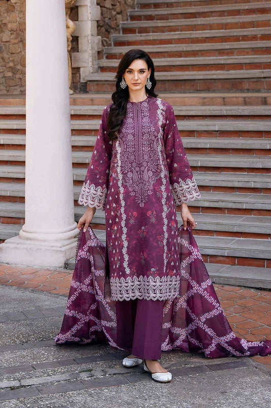 AFROZEH Damask The Holiday Edit'25 Embroidered Lawn 3pcs - Jotey