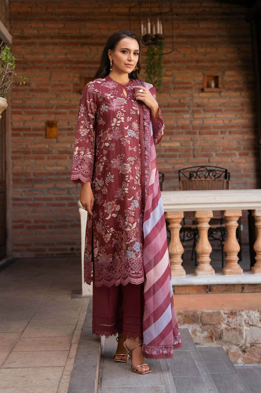AFROZEH Damask The Holiday Edit'25 Embroidered Lawn 3pcs - Jotey