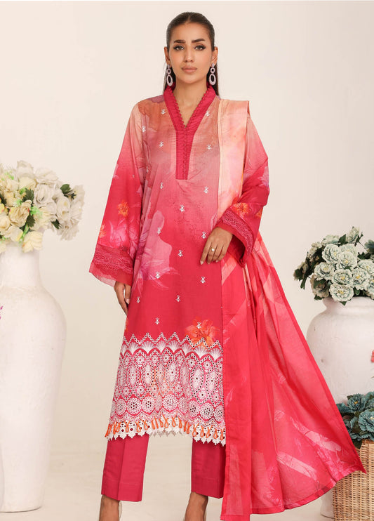 Inshal by Johra Chikankari + Printed Lawn Unstitched 3Pcs