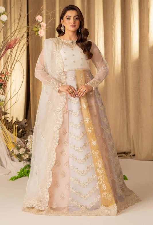 HOC By Humdum Luxury Embroidered Organza Unstitched 3pcs - Jotey