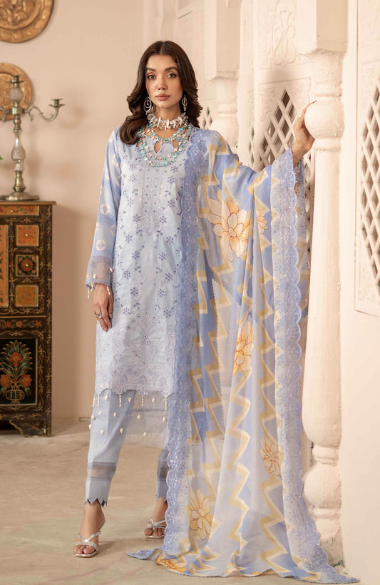 Sunshine Bloom By Alzohaib Premium Printed Embroidered Unstitched 3pcs - Jotey