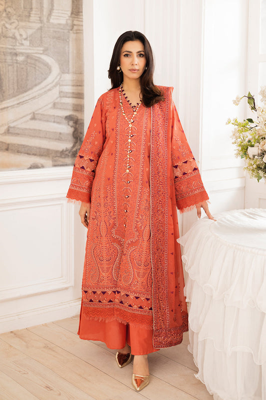 Johra Gold Swiss Voil Heavy Embroidered Lawn Unstitched 3Pcs