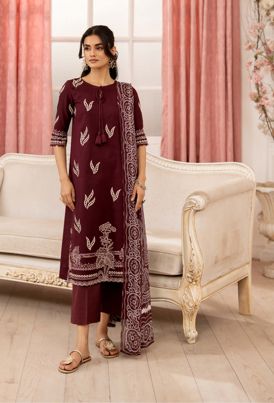 Inara By Humdum Embroidered Lawn'25 Unstitched 3pcs