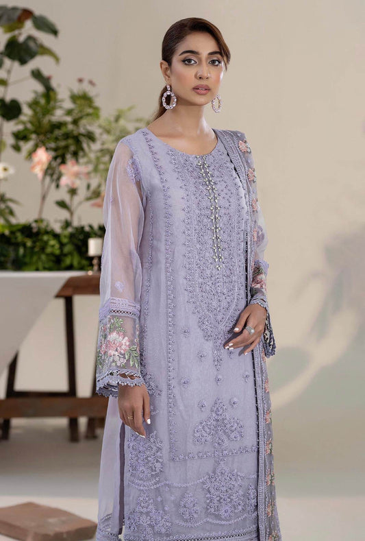 Roshnai By ZA Clothes Embroidered Semi-Stitched Organza 3pcs - Jotey