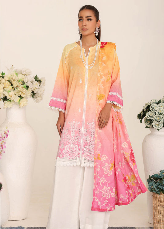 Inshal by Johra Chikankari + Printed Lawn Unstitched 3Pcs