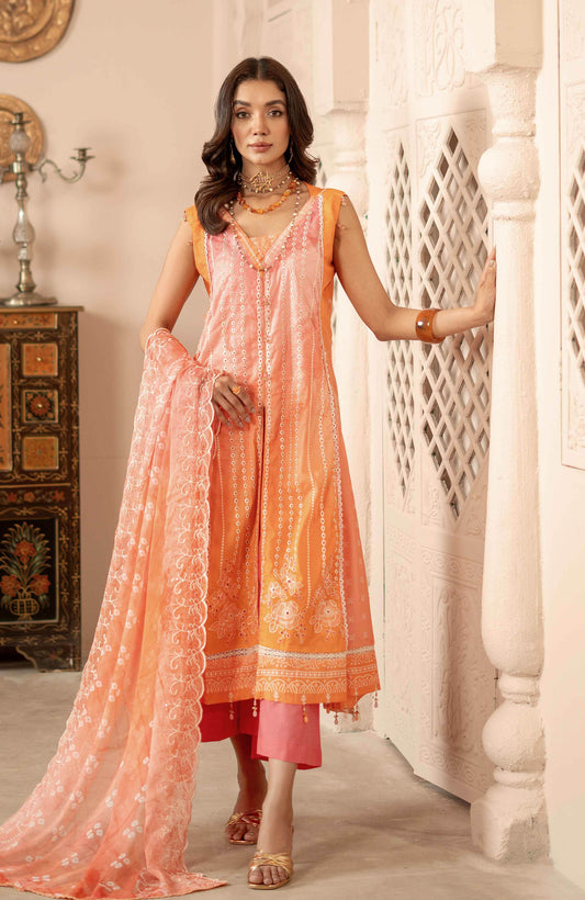 Sunshine Bloom By Alzohaib Premium Printed Embroidered Unstitched 3pcs - Jotey