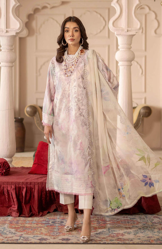 Sunshine Bloom By Alzohaib Premium Printed Embroidered Unstitched 3pcs - Jotey