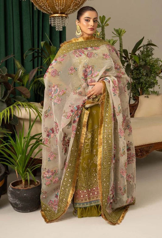 HOC By Humdum Vol-01 Luxury Embroidered Organza Unstitched 3pcs - Jotey