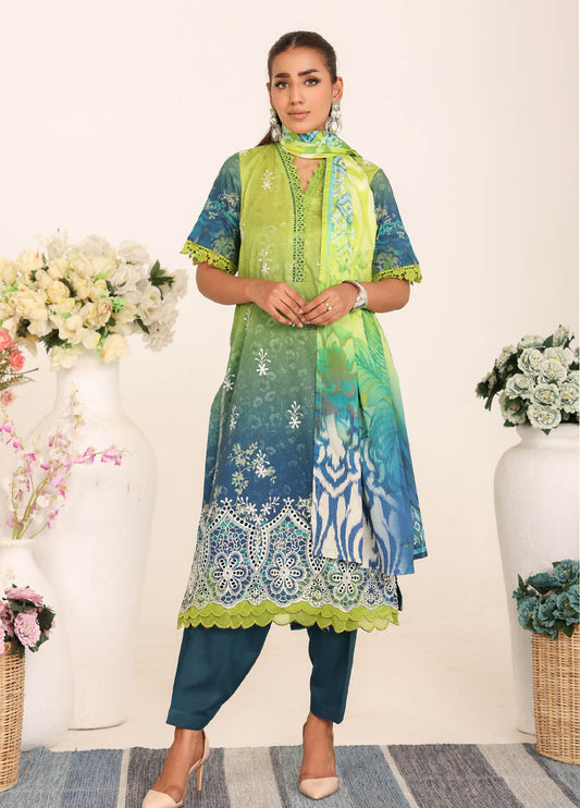 Inshal by Johra Chikankari + Printed Lawn Unstitched 3Pcs