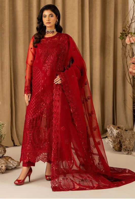 HOC By Humdum Luxury Embroidered Organza Unstitched 3pcs - Jotey