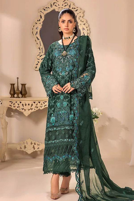 ZA Clothes Embroidered Chiffon Ready to wear 3pcs - Jotey