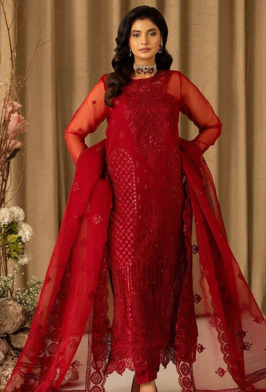 HOC By Humdum Luxury Embroidered Organza Unstitched 3pcs - Jotey