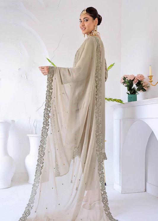 Zahikah By Bin Hameed Luxury Embroidered Chiffon Untitched 3pcs - Jotey