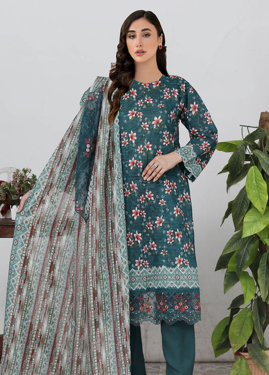 Sui Dhaga Embroidered Printed Lawn Unstitched 3pcs
