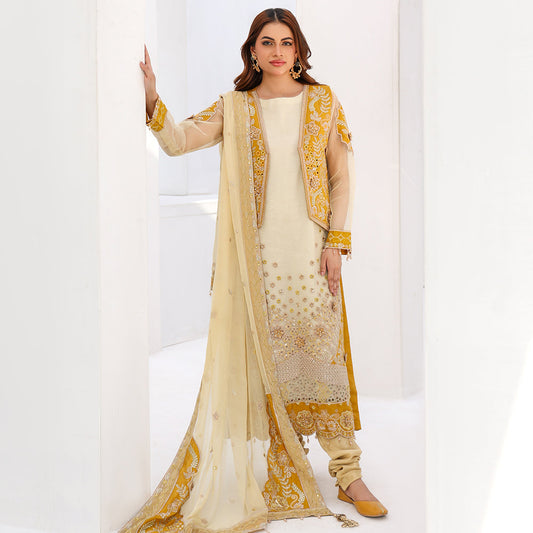 Rozal By Zebtan Embroidered Chiffon Unstitched 3pcs