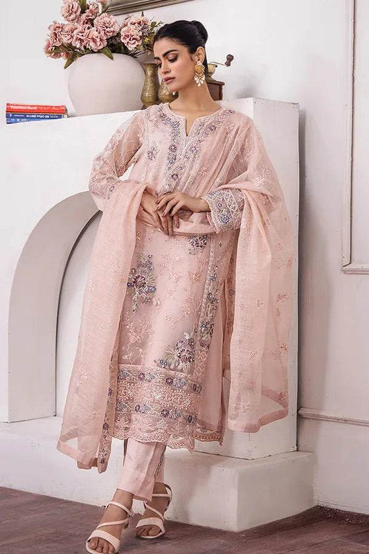 ZA Clothes MUZAYYAN Embroidered Organza Ready to wear 3pcs - Jotey