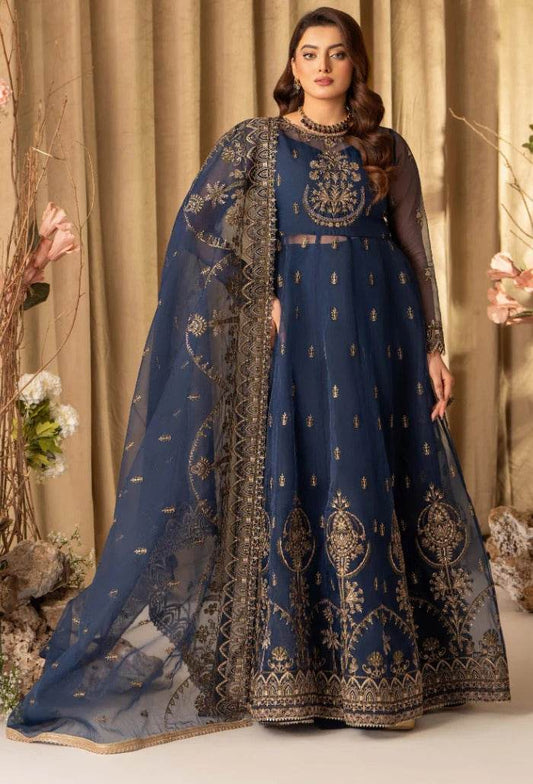 HOC By Humdum Luxury Embroidered Organza Unstitched 3pcs - Jotey