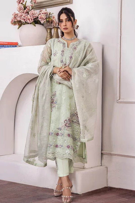 ZA Clothes MUZAYYAN Embroidered Organza Ready to wear 3pcs - Jotey