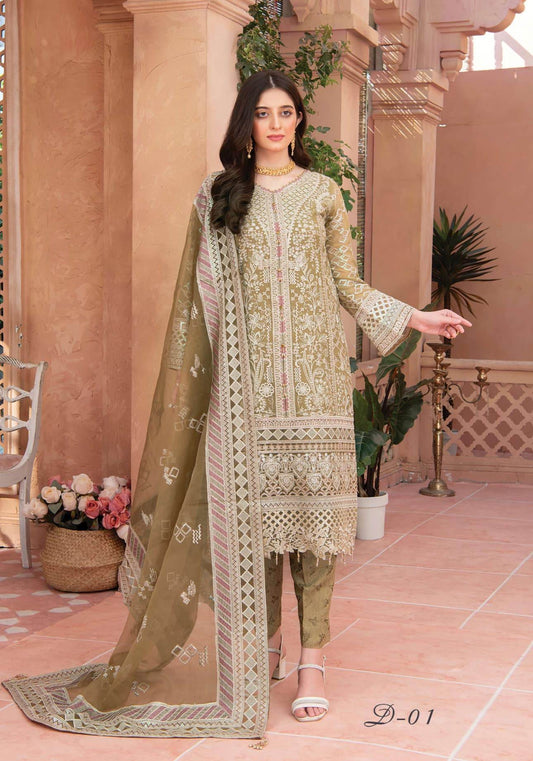 Aeris By Noors Luxury Semi Stitched 3Pcs - Jotey