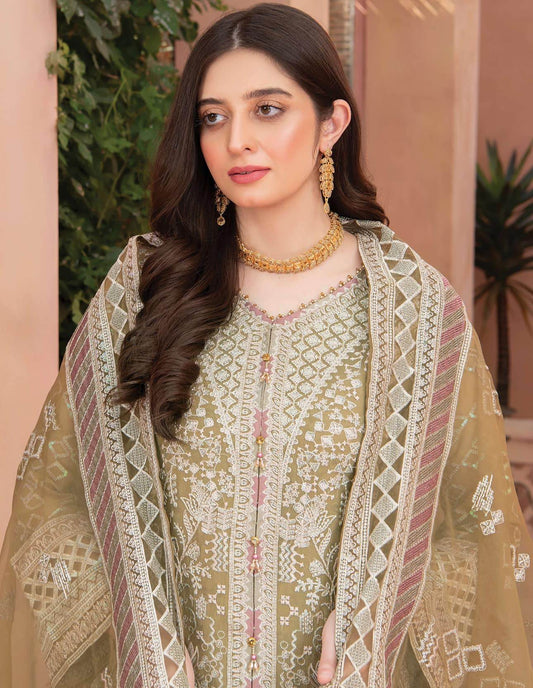 Aeris By Noors Luxury Semi Stitched 3Pcs - Jotey