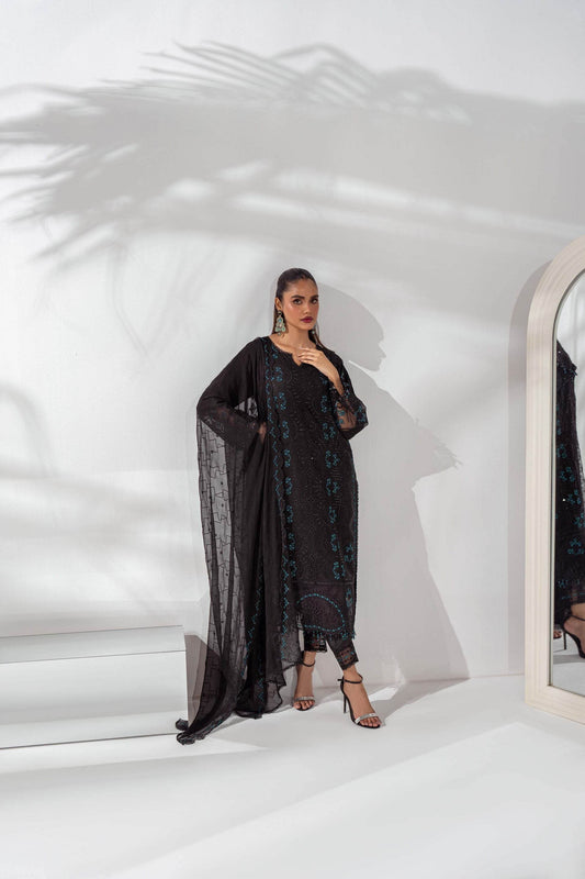 Mehru By Guzel Embroidered Stitched Chiffon 3pcs - Jotey
