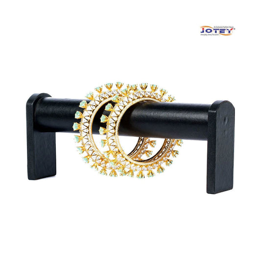 Diamond Cut Mint Panna & AD Stone Bangles - Jotey