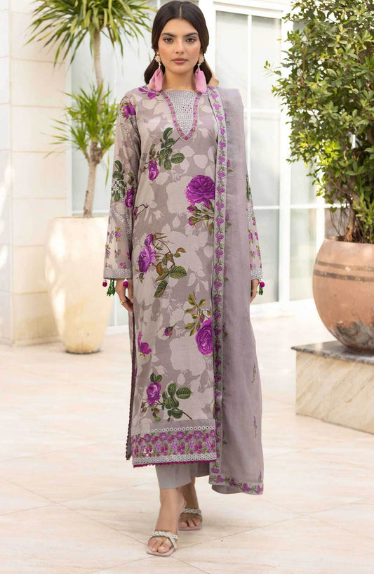 Florence by Nur Embroidered Unstitched Lawn 3pcs - Jotey