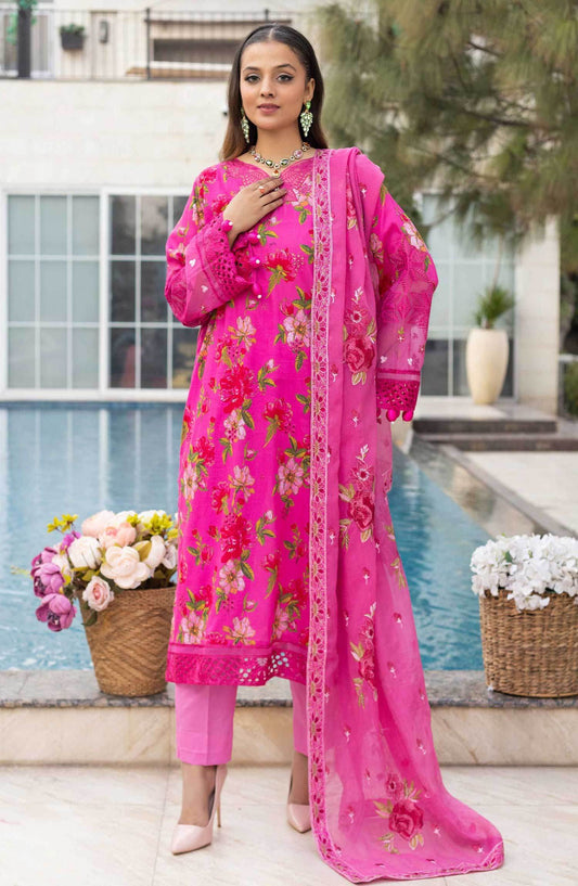 Florence by Nur Embroidered Unstitched Lawn 3pcs - Jotey
