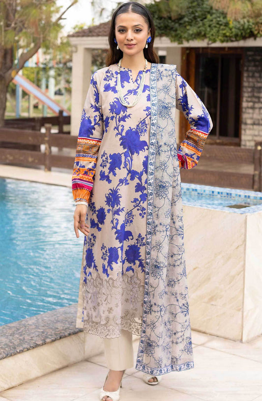 Florence by Nur Embroidered Unstitched Lawn 3pcs - Jotey