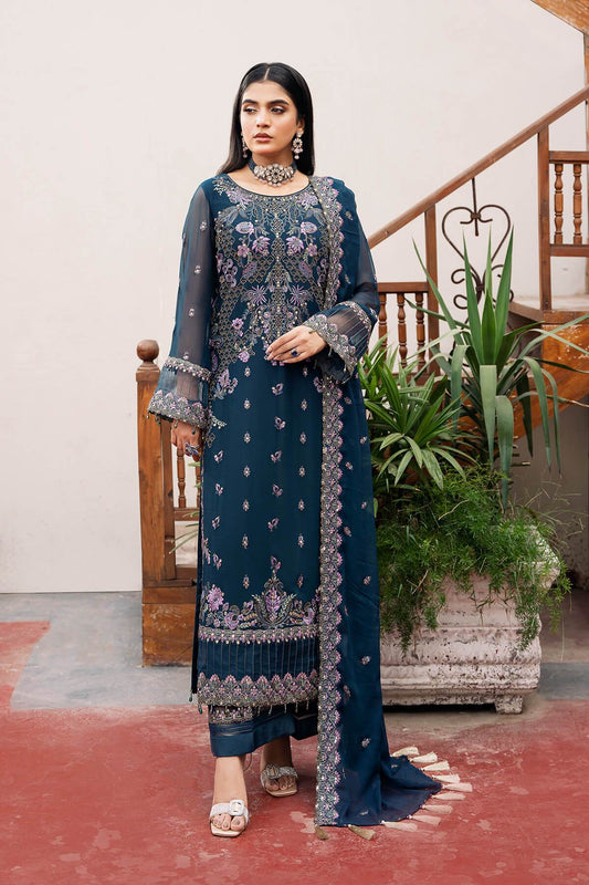 Sitarah By Serene Embroidered Luxury Chiffon Unstitched 3pcs - Jotey