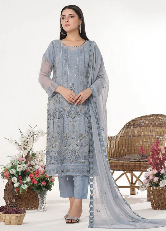 Sidra By Bin Hameed Luxury Chiffon Semi Stitched 3pcs - Jotey