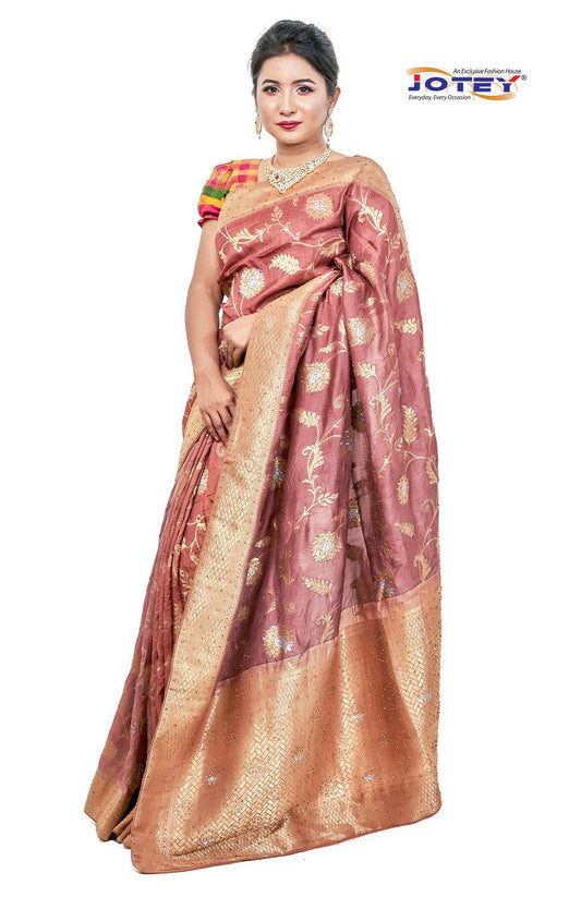 Stone Work Satin Silk Saree - Jotey