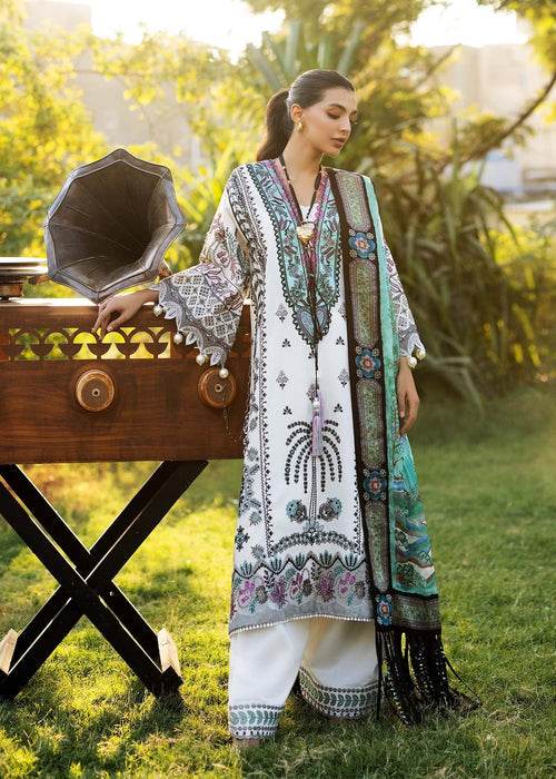 Siraa By Sadaf Fawad Khan Luxury Embroidered Lawn'25 Unstitched 3pcs - Jotey