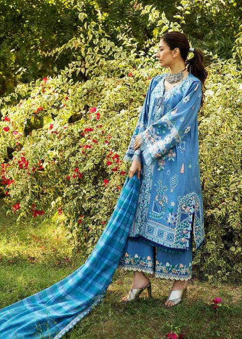Siraa By Sadaf Fawad Khan Luxury Embroidered Lawn'25 Unstitched 3pcs - Jotey