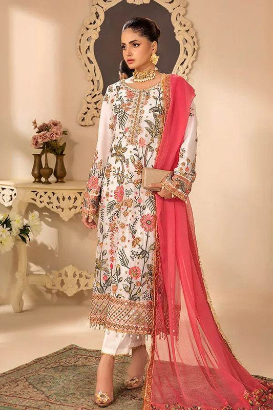 ZA Clothes Embroidered Chiffon Ready to wear 3pcs - Jotey