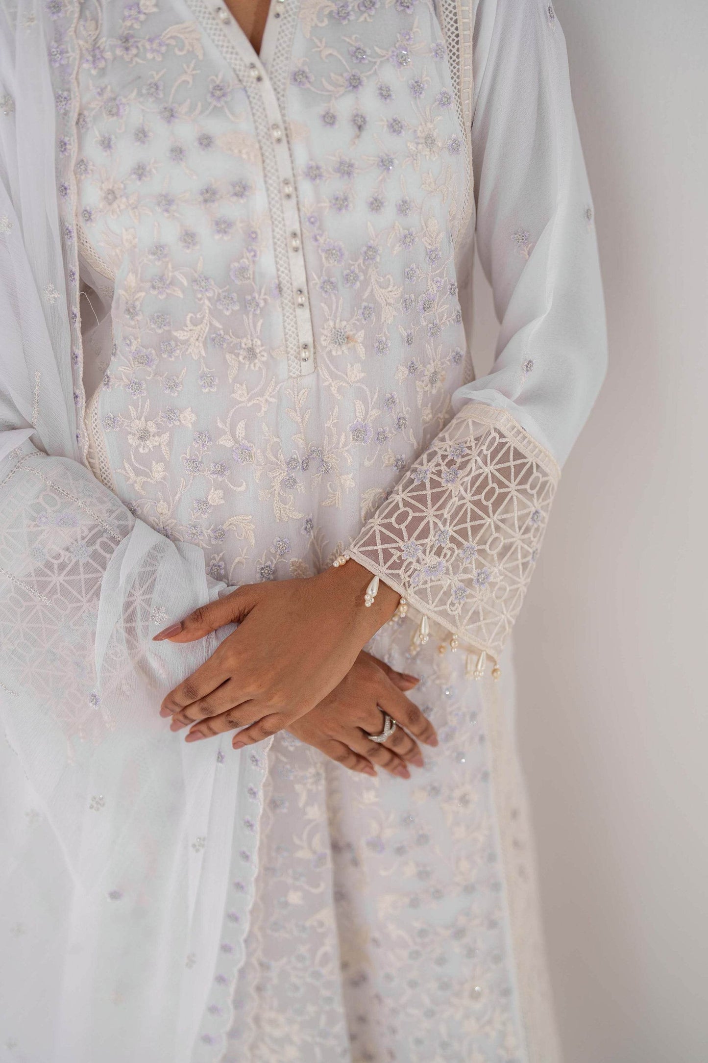 Mehru By Guzel Embroidered Stitched Chiffon 3pcs - Jotey