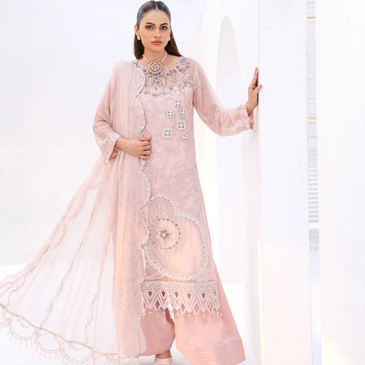 Rozal By Zebtan Embroidered Chiffon Unstitched 3pcs