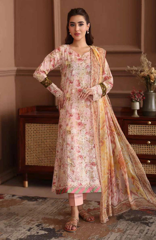 Naira By Johra Embroidered Chikankari + Printed Lawn Unstitched 3Pcs