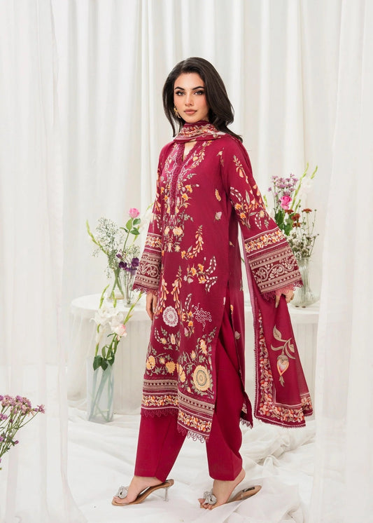Meerak Breaking Bloom Digital Printed Lawn Unstitched 3Pcs