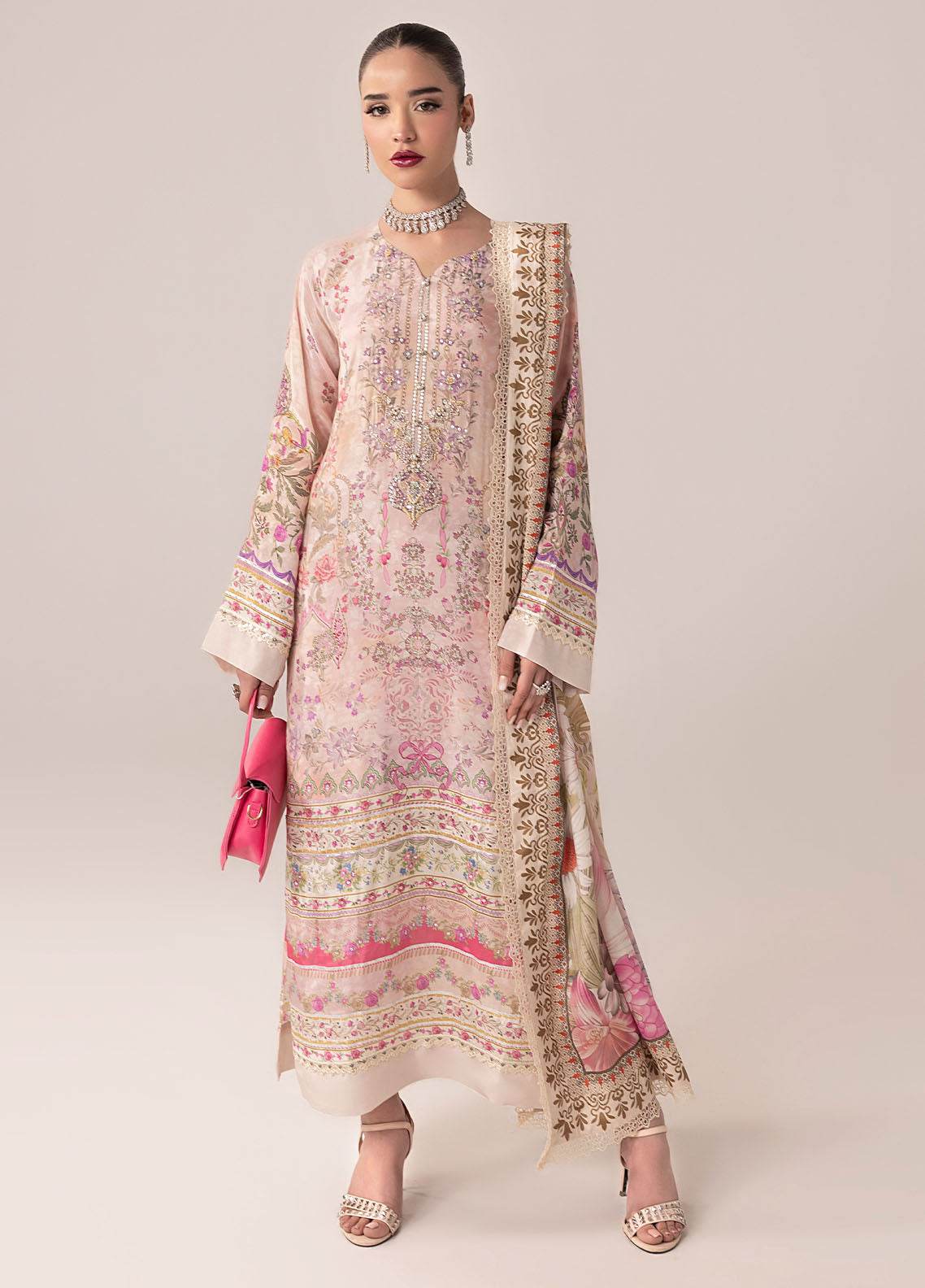 SUAY Eid Formals Unstitched Silk 3pcs - Jotey