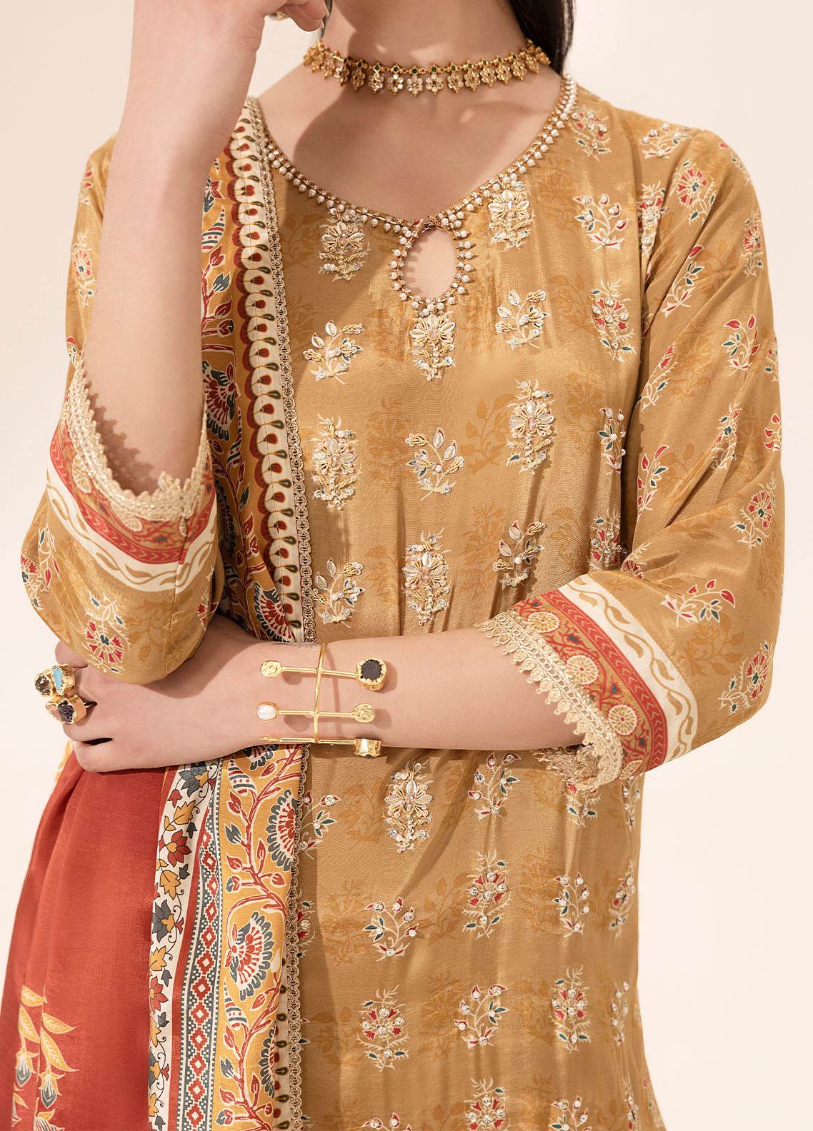 SUAY Eid Formals Unstitched Silk 3pcs - Jotey