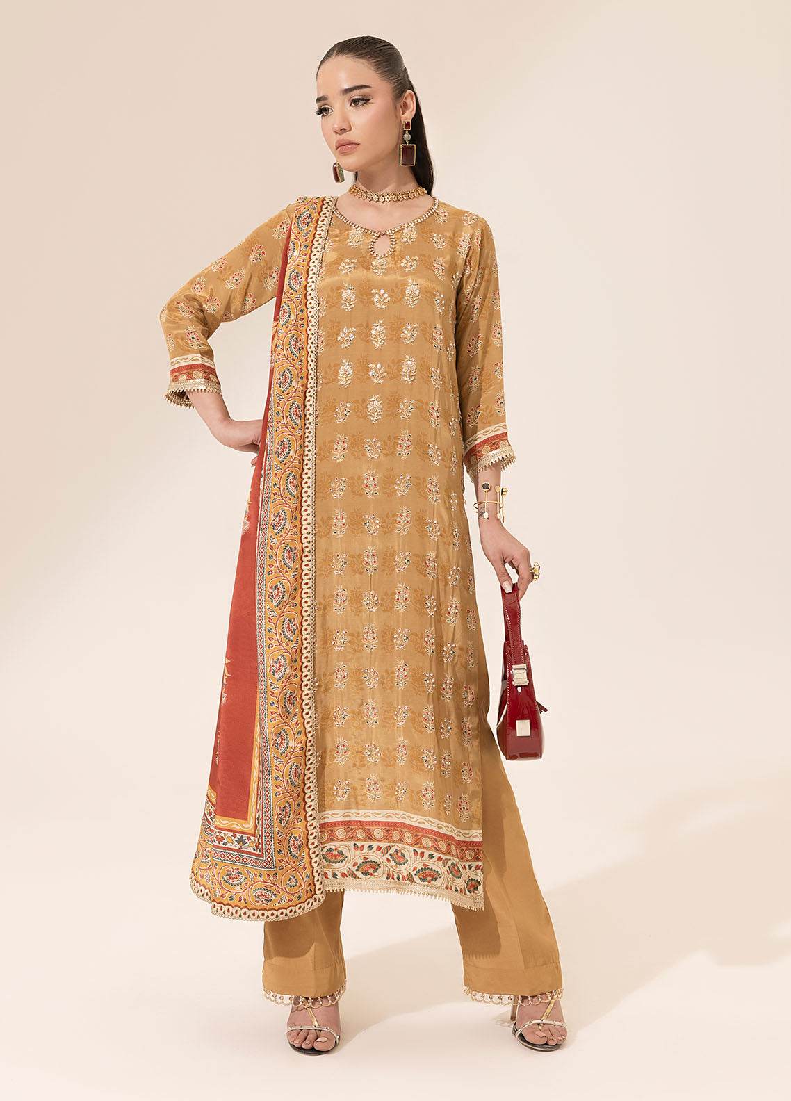 SUAY Eid Formals Unstitched Silk 3pcs - Jotey