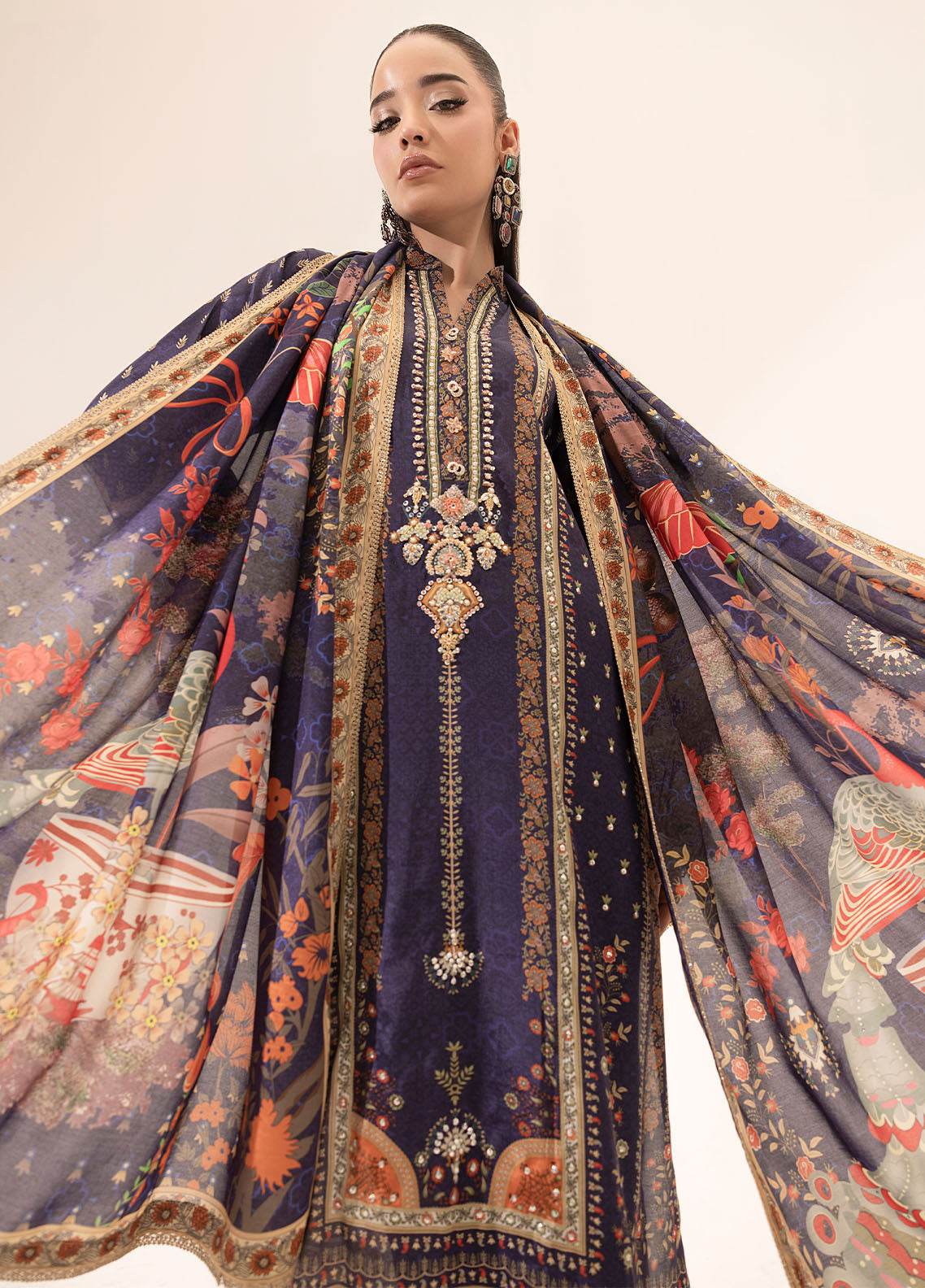 SUAY Eid Formals Unstitched Silk 3pcs - Jotey