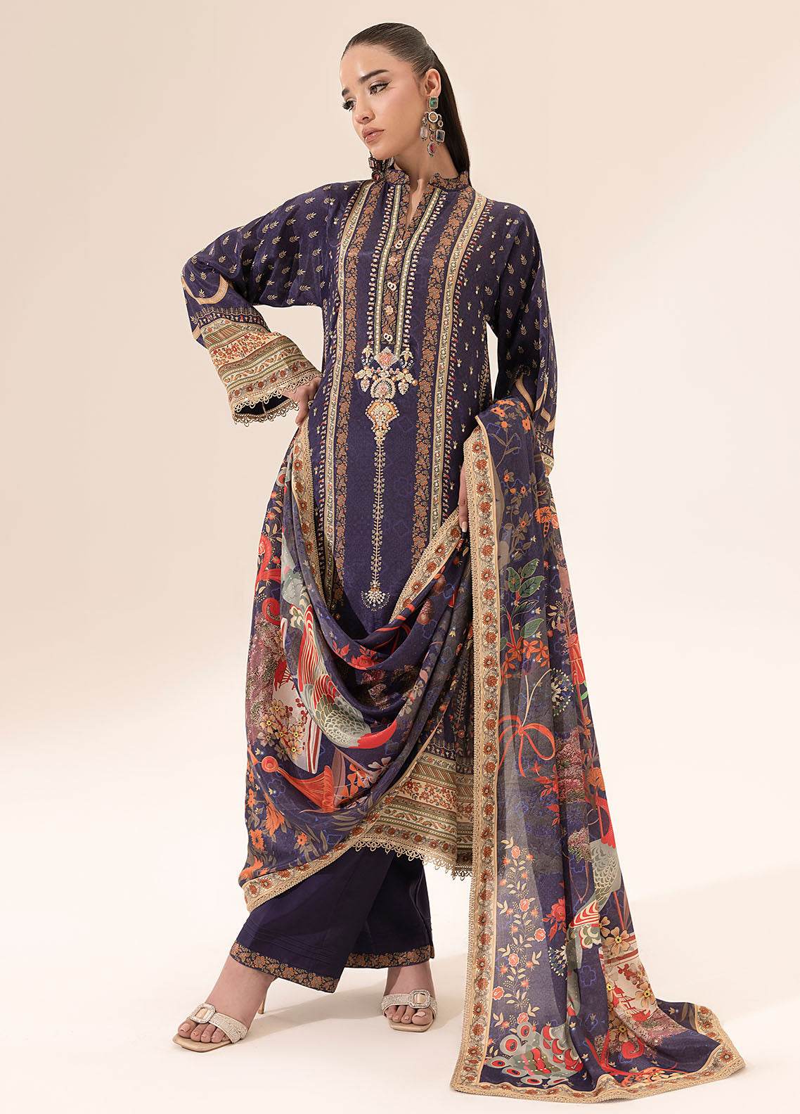 SUAY Eid Formals Unstitched Silk 3pcs - Jotey