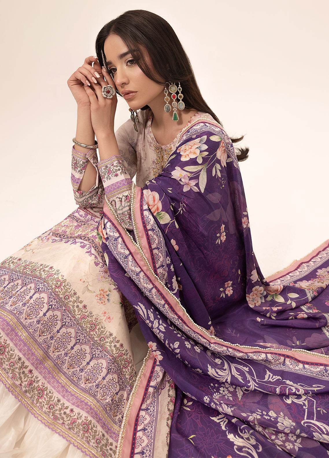 SUAY Eid Formals Unstitched Silk 3pcs - Jotey