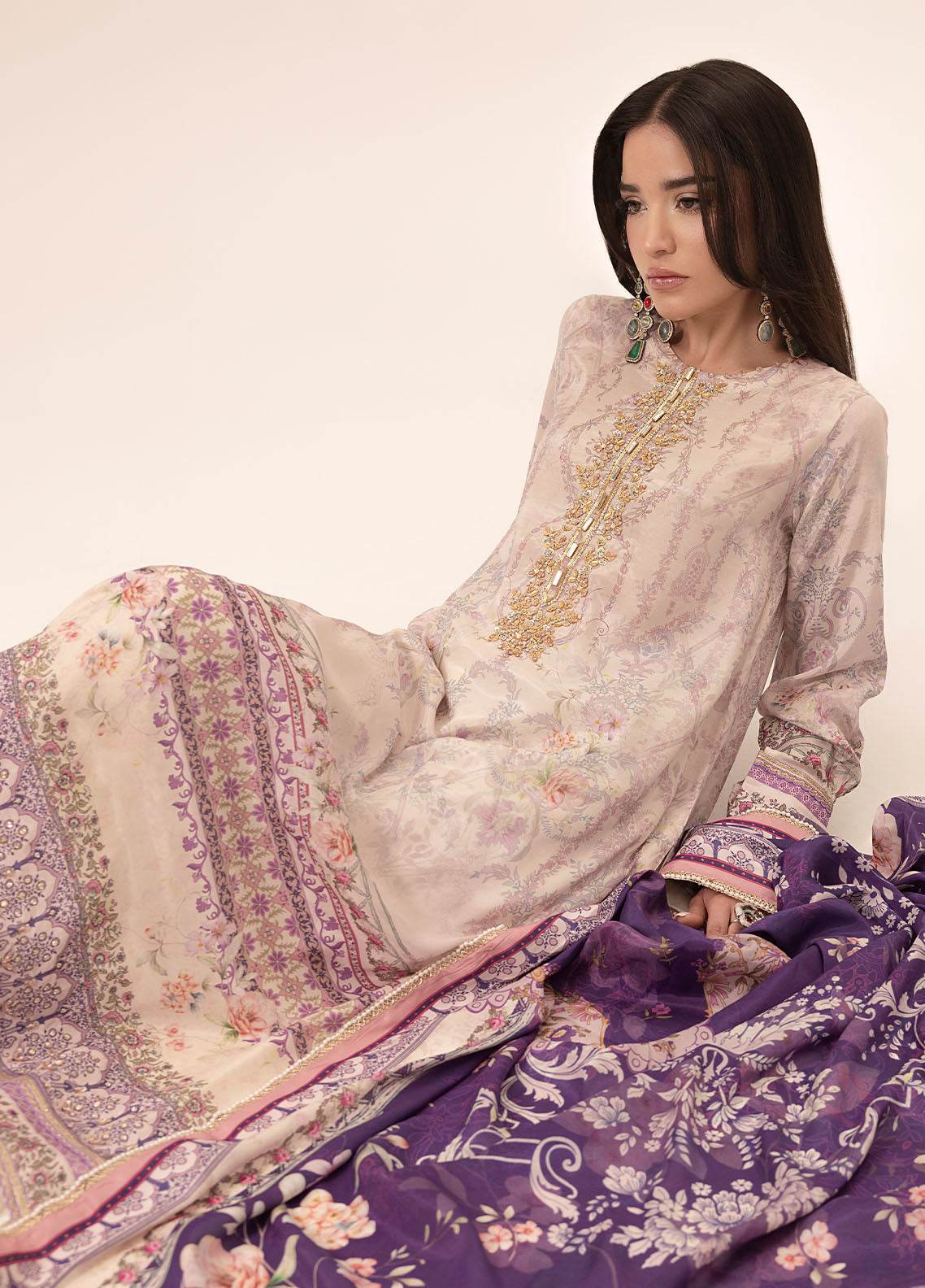 SUAY Eid Formals Unstitched Silk 3pcs - Jotey