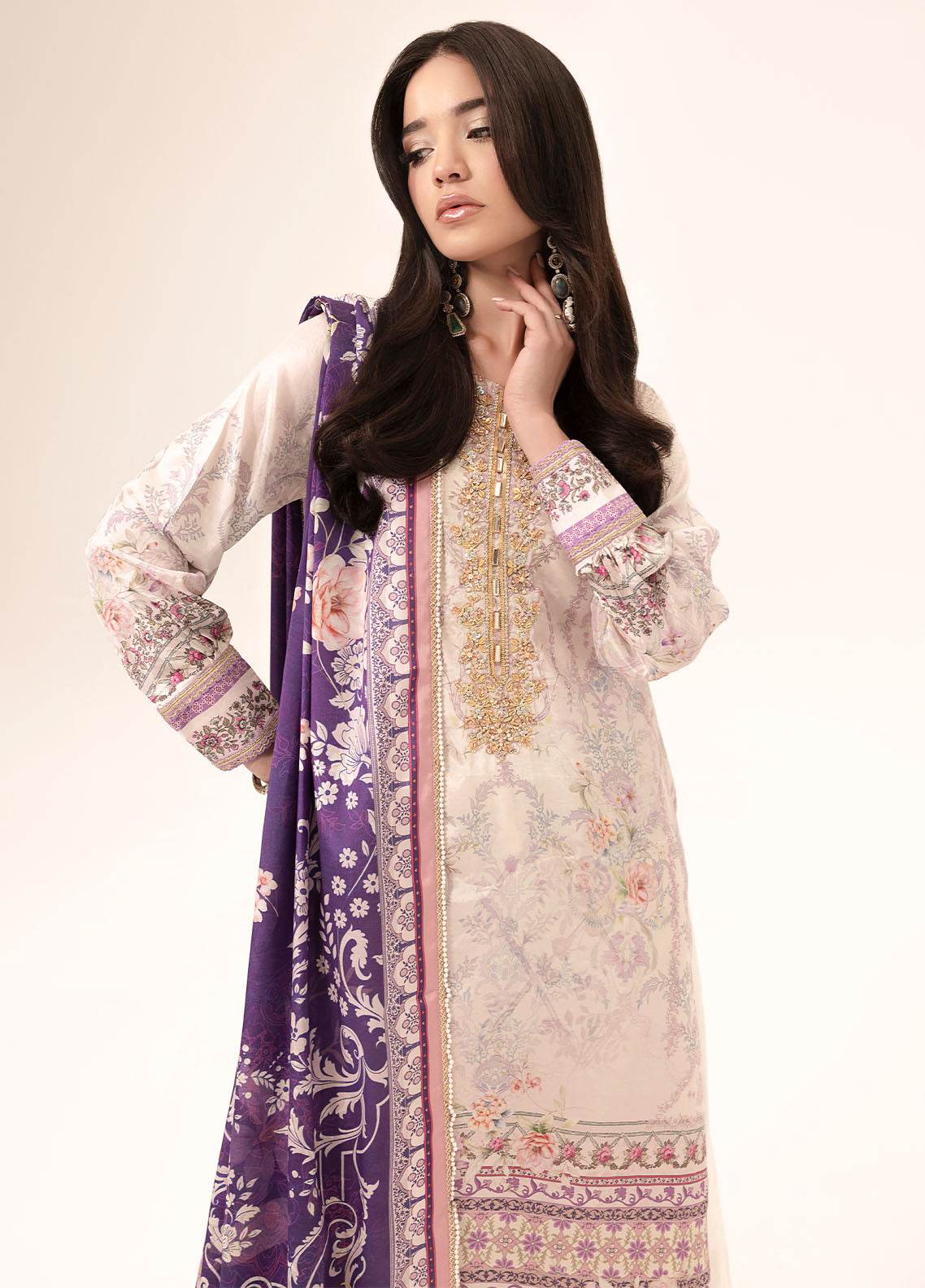 SUAY Eid Formals Unstitched Silk 3pcs - Jotey