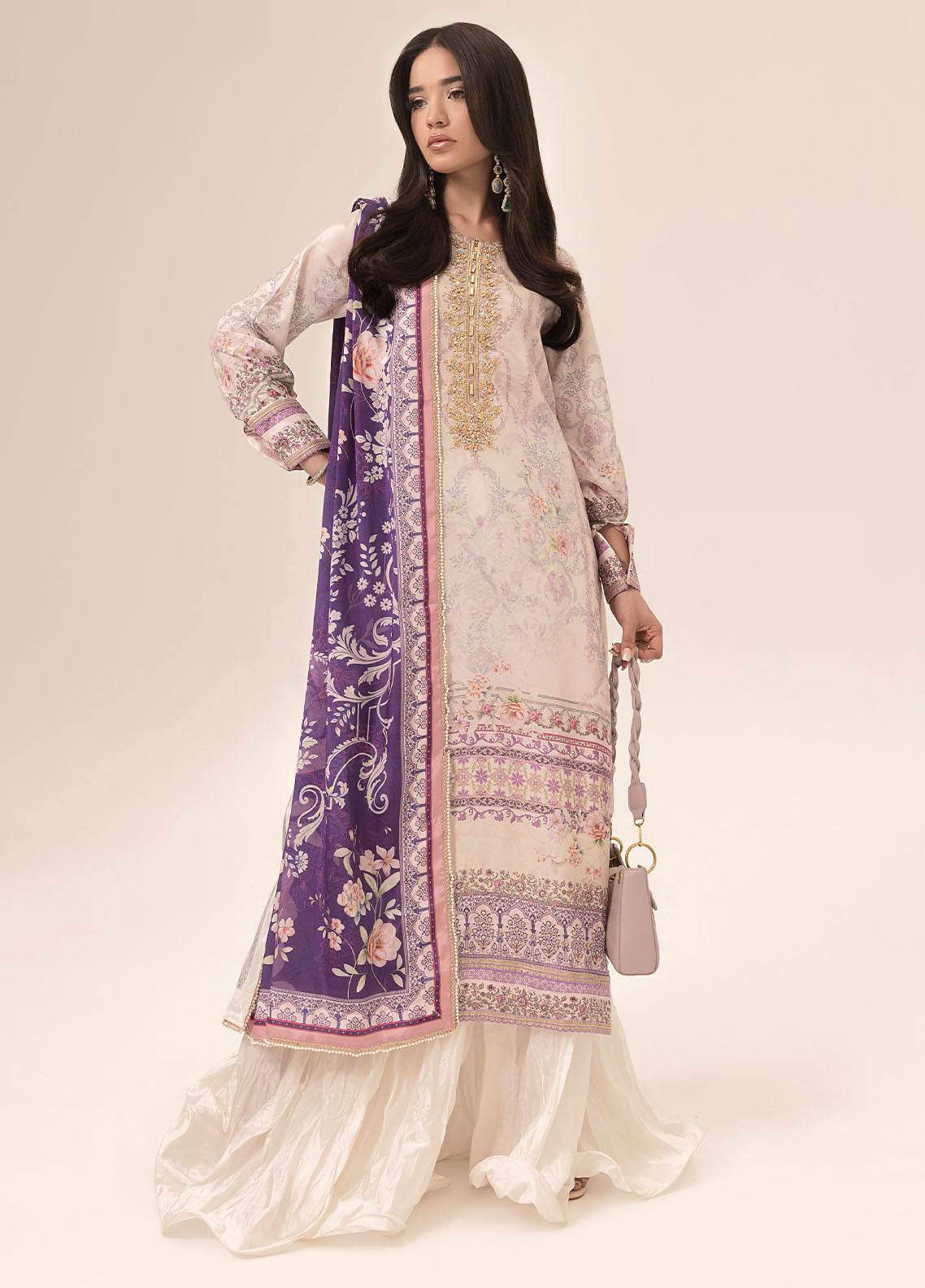 SUAY Eid Formals Unstitched Silk 3pcs - Jotey