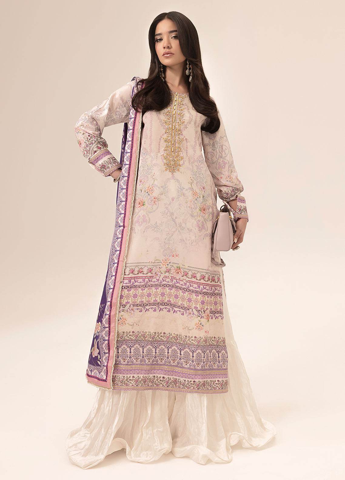 SUAY Eid Formals Unstitched Silk 3pcs - Jotey